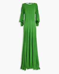 Oscar de la Renta Cold-shoulder gathered jersey maxi dress - Green Green