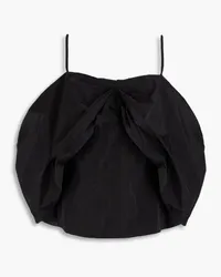 REJINA PYO Lou cold-shoulder bow-detailed taffeta top - Black Black