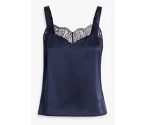 Seraphina lace-trimmed silk-satin camisole - Blue