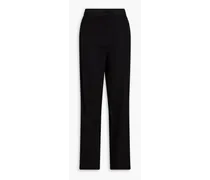 Satin-trimmed wool tapered pants - Black