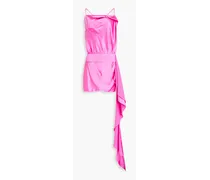 Draped pleated silk-satin mini dress - Pink