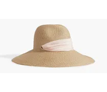 Cassidy georgette-trimmed woven sun hat - Neutral