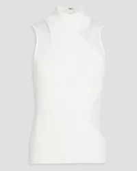 Hervé Léger Ribbed-knit turtleneck top - White White