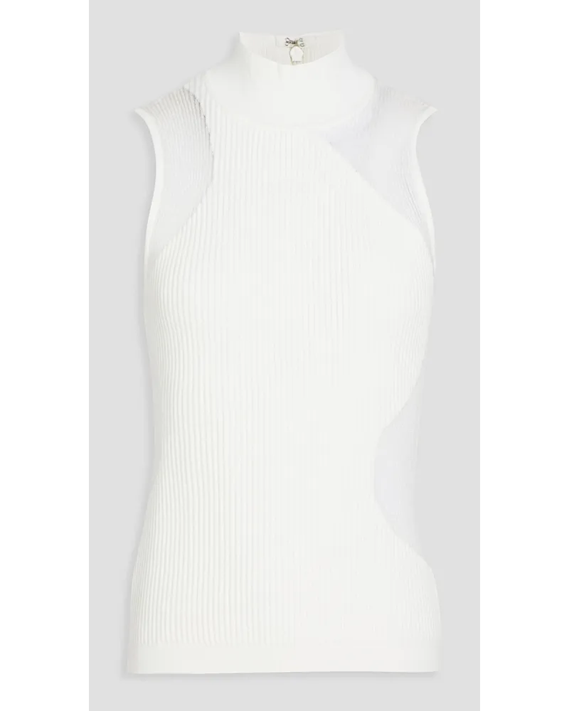 Hervé Léger Ribbed-knit turtleneck top - White White