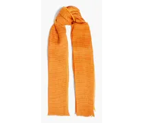 Striped linen-gauze scarf - Orange