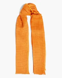 Eskandar Striped linen-gauze scarf - Orange Orange