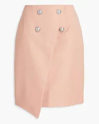 Balmain Wrap-effect wool-twill mini skirt - Pink Pink