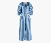 Shelburna belted striped cotton jumpsuit - Blue