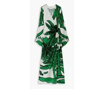 Gulf of Guinea printed satin-jacquard maxi wrap dress - Green