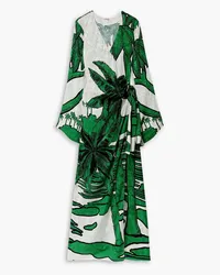 Johanna Ortiz Gulf of Guinea printed satin-jacquard maxi wrap dress - Green Green