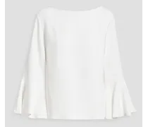 Fluted crepe top - White
