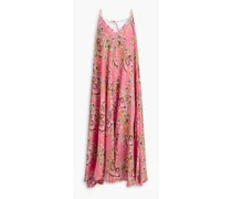 Printed silk-voile maxi dress - Pink