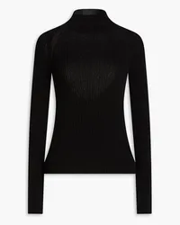 A.W.A.K.E. Open-knit ribbed-knit turtleneck sweater - Black Black