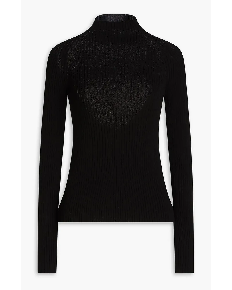 A.W.A.K.E. Open-knit ribbed-knit turtleneck sweater - Black Black