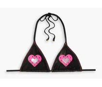 Loveli embellished triangle bikini top - Black