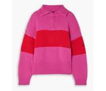 Jules two-tone knitted half-zip sweater - Pink