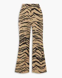 Stella McCartney Cropped zebra-print wool-blend flared pants - Neutral Neutral