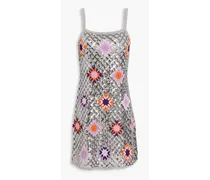 Brunielou sequin-embellished metallic crochet and open-knit mini dress - Metallic