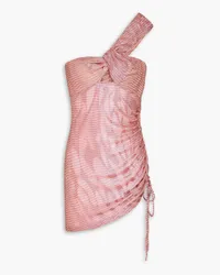 Missoni Mare one-shoulder metallic crochet-knit mini dress - Pink Pink