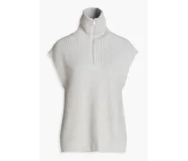 Ribbed-knit half-zip vest - Gray