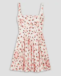 EMILIA WICKSTEAD Mini Mona floral-print Swiss-dot textured cotton-blend mini dress - Pink Pink