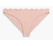 Santa Barbara textured stretch-crepe mid-rise bikini briefs - Pink