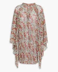 Etro Pleated printed chiffon poncho - Pink Pink