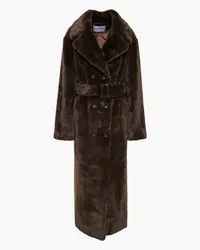 STAND Faustine belted double-breasted faux fur coat - Brown Brown