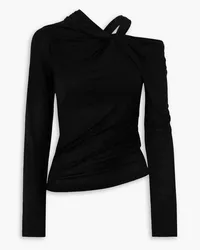 Helmut Lang One-shoulder draped stretch-jersey top - Black Black