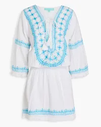 Melissa Odabash Martina embroidered cotton ad linen-blend mini dress - Blue Blue