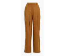 Tammy pleated crepe wide-leg pants - Brown