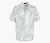 Weldon striped stretch-cotton poplin shirt - White