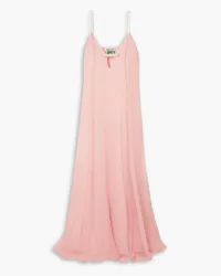 BERNADETTE Mavis bow-detailed cutout silk crepe de chine maxi dress - Pink Pink