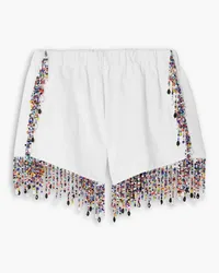 Christopher Kane Bead-embellished linen shorts - White White