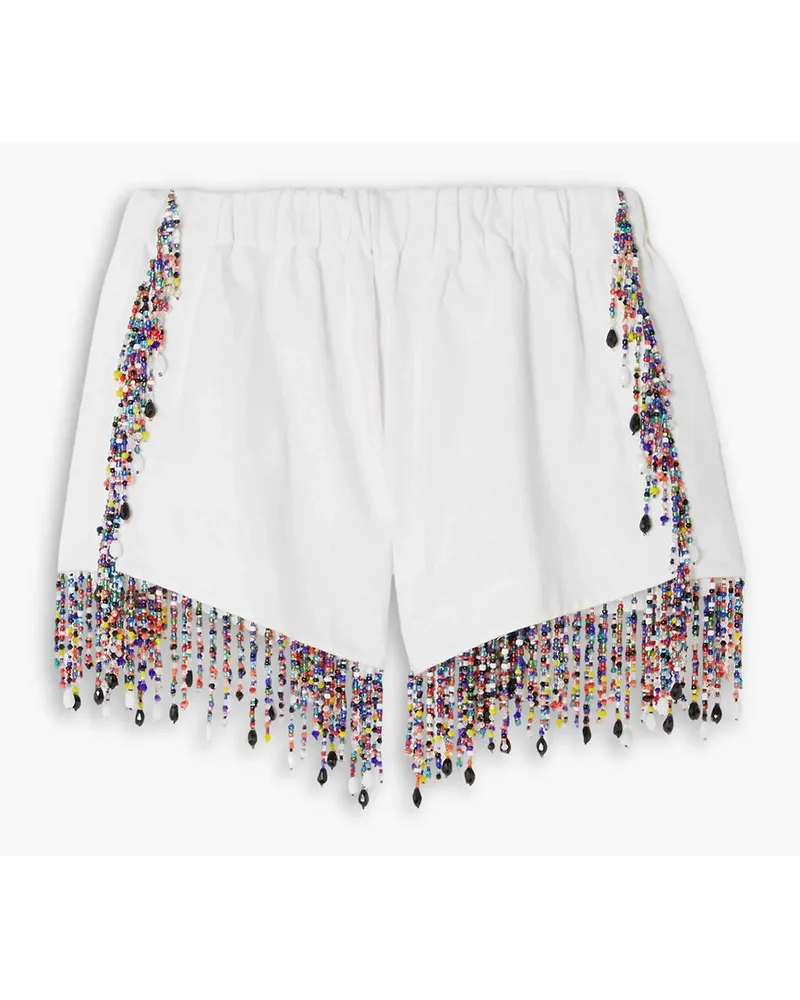 Christopher Kane Bead-embellished linen shorts - White White
