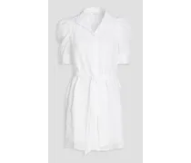 Gillian gathered ramie mini dress - White
