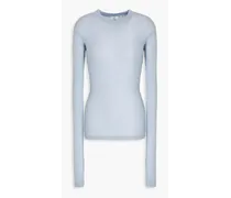 Ribbed cotton-jersey top - Blue
