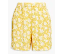 Maye floral-print satin-jacquard shorts - Yellow