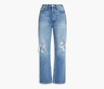 90s distressed high-rise straight-leg jeans - Blue