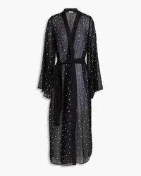 Oséree Gem belted embellished cotton and silk-blend voile coverup - Black Black