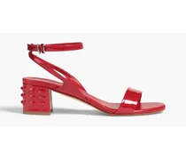 Studded patent-leather sandals - Red