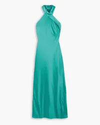 GALVAN Satin halterneck midi dress - Blue Blue