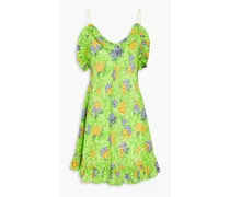 Floral-print silk crepe de chine mini dress - Green