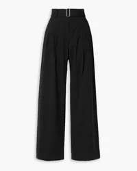 A.L.C. Darby belted pleated linen-blend twill wide-leg pants - Black Black