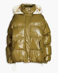 Maje Quilted coated shell hooded jacket - Green Green