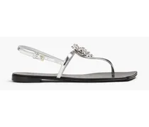Eris crystal-embellished mirrored-leather sandals - Metallic