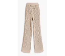 The Gretchen metallic crochet-knit wide-leg pants - Metallic