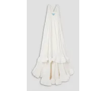 Ruffled chiffon gown - White