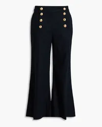 Zimmermann Cropped button-embellished cotton-blend woven flared pants - Blue Blue