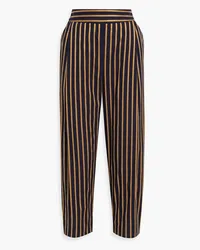 palmer//harding Serenity cropped striped cotton-poplin tapered pants - Blue Blue